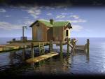 Boat-house, Nature, 3D Digital Art